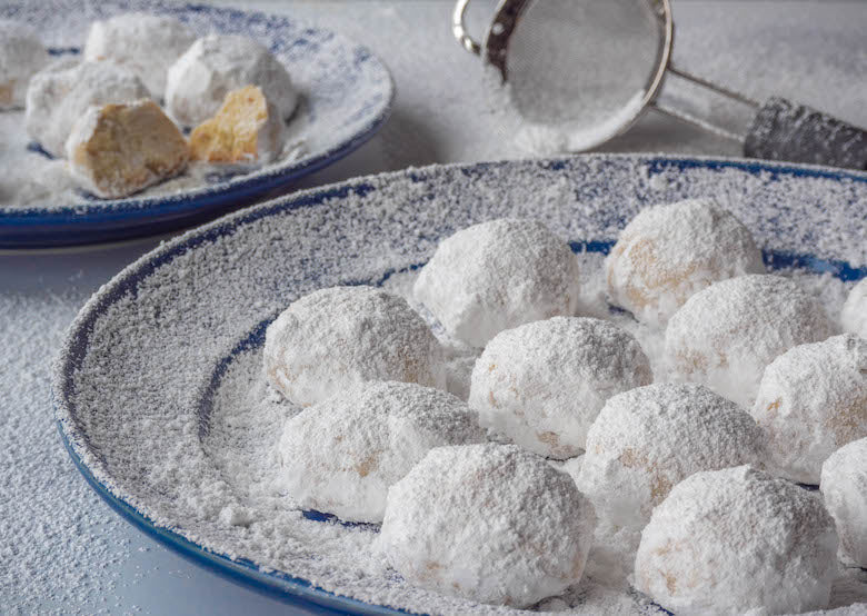 Kourabiedes (Kourabie) Authentic Handmade Artisan Holiday Almond Sugar Cookies.