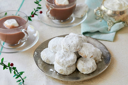 Kourabiedes (Kourabie) Authentic Handmade Artisan Holiday Almond Sugar Cookies. Imported from Thessaloniki, Greece with Whole Almond Center by Papadopoulos Loukoumi.